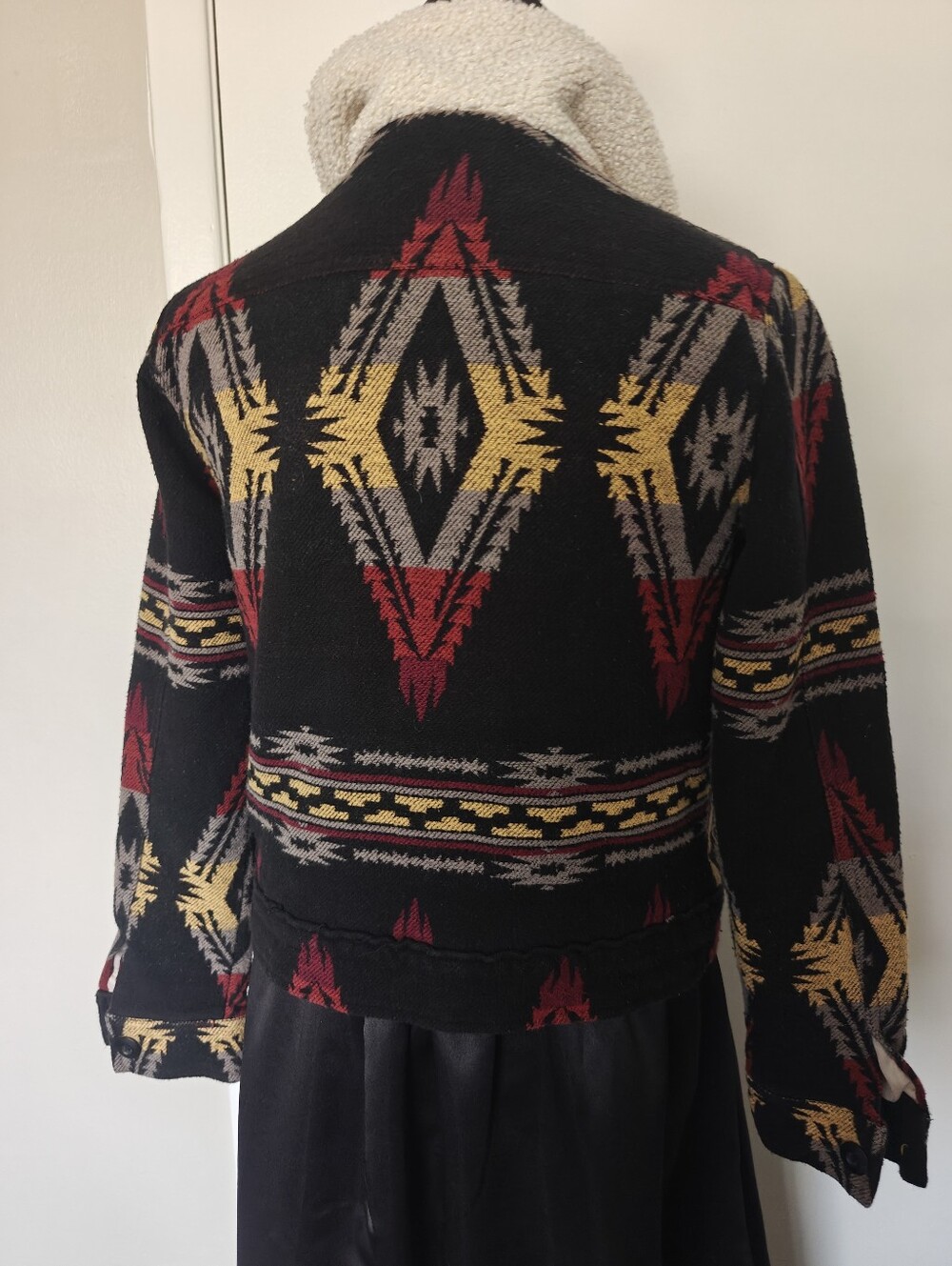 Women's S South western tribal Print Sherpa Lined Jacket Cotton Rock & Roll Dope